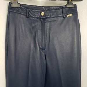 St. John Leather Navy Blue Lambskin Leather Classic Sport Vintage sz 2